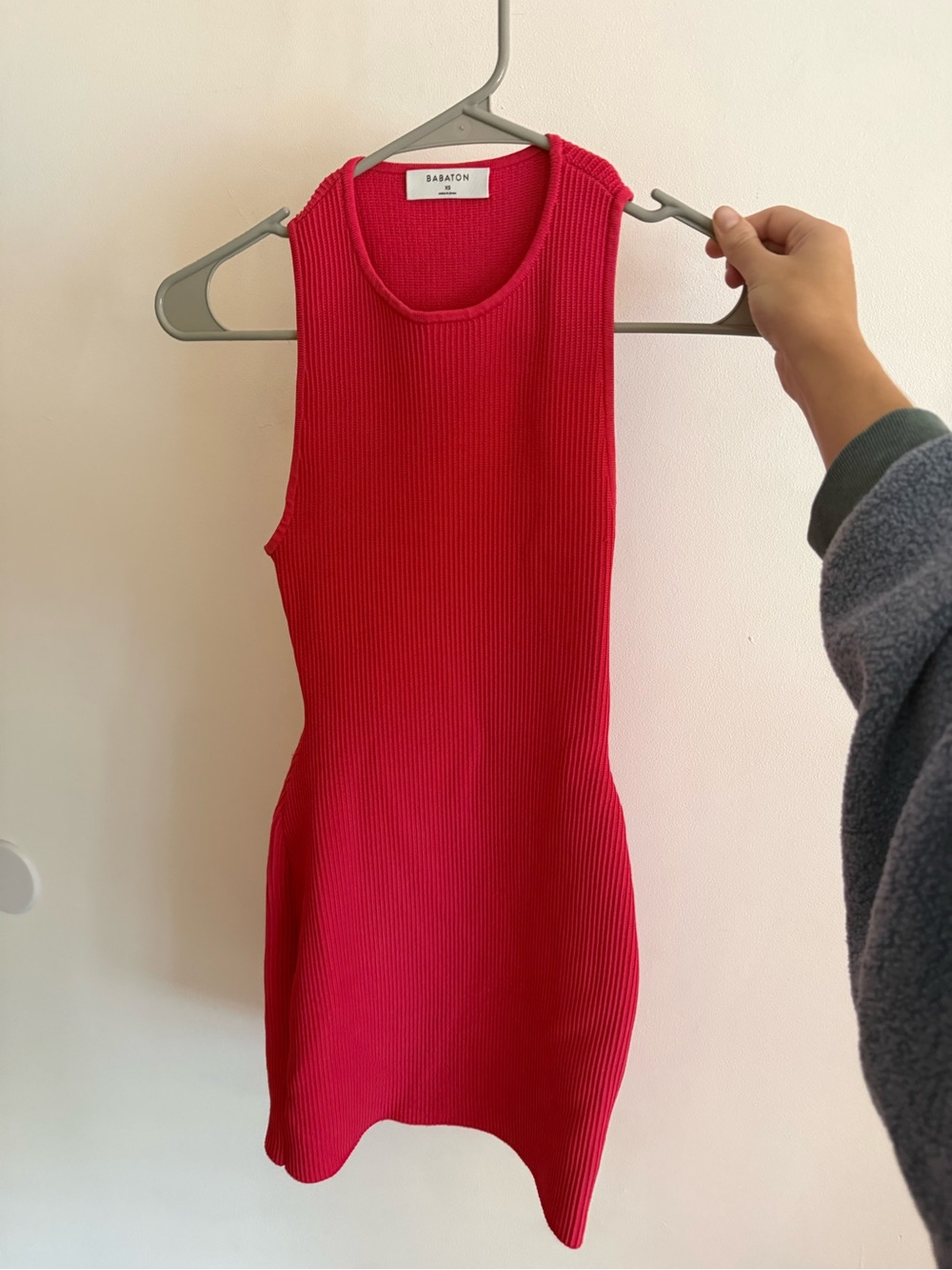 Aritzia Babaton Ribbed Sleeveless Mini Dress - Hot Pink